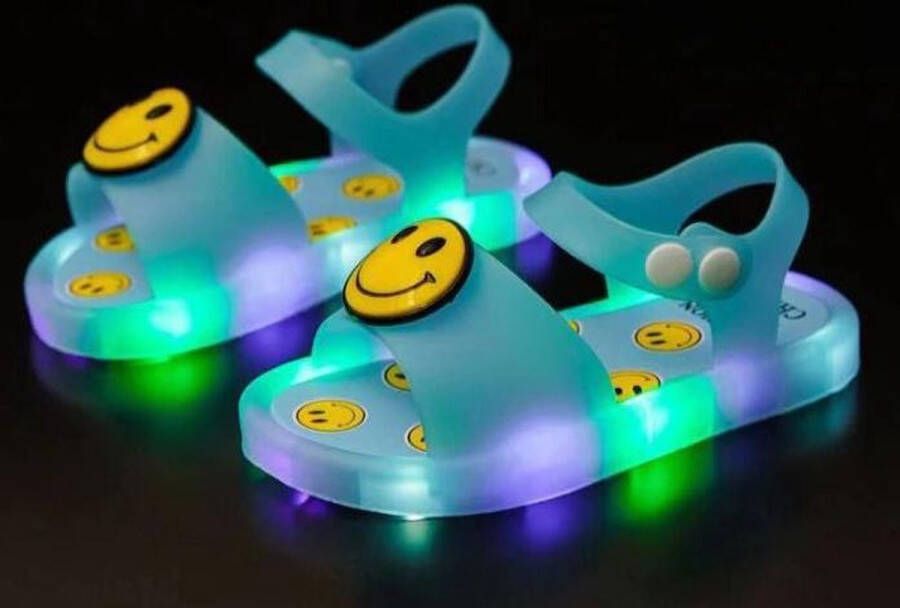 Wantohave Lichtgevende LED Sandalen Smiley Blauw - Foto 1