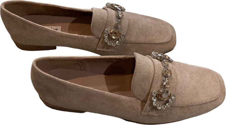 Merkloos Loafers beige met strass