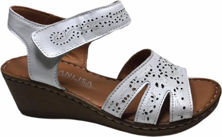 Manlisa dames velcro sandaal wit