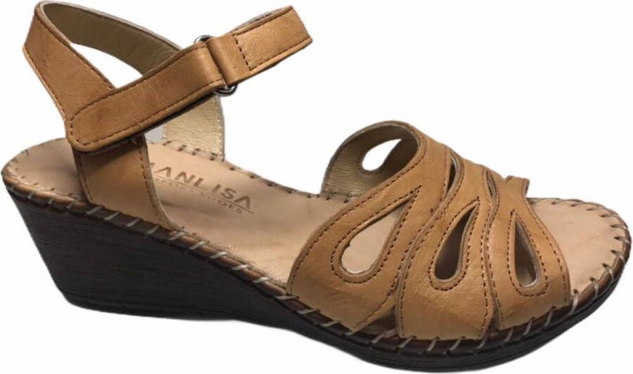 Manlisa velcro dames sandaal cognac