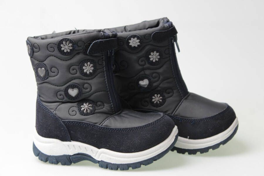 Meisjes snowboots navy silver hearts