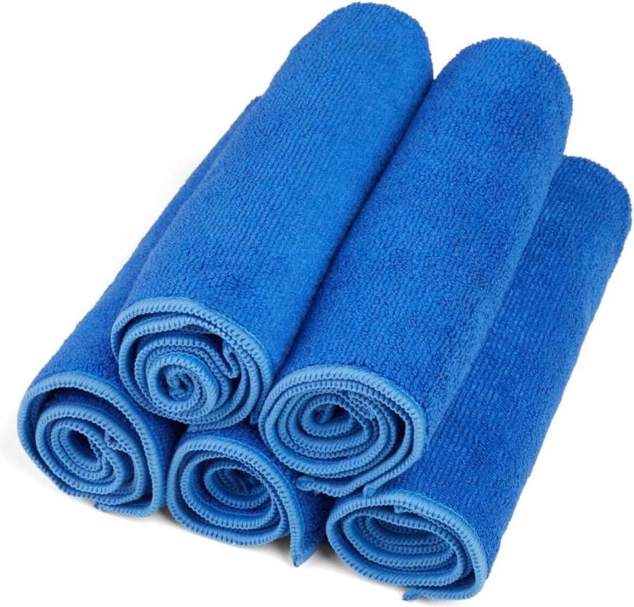 Miracle Wipe Microvezel Blauwe Handdoek Set Ultieme Schoonmaak Efficiëntie 41x 350 GSM 5 Stuks Verpakking Blauw