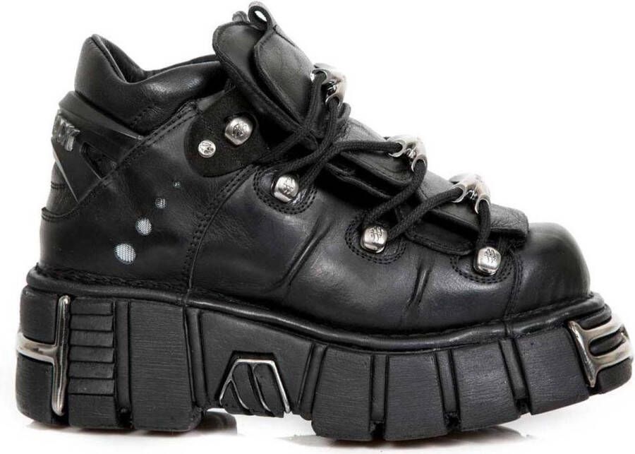 New Rock Lage schoenen M-106-S1 Zwart Zilverkleurig