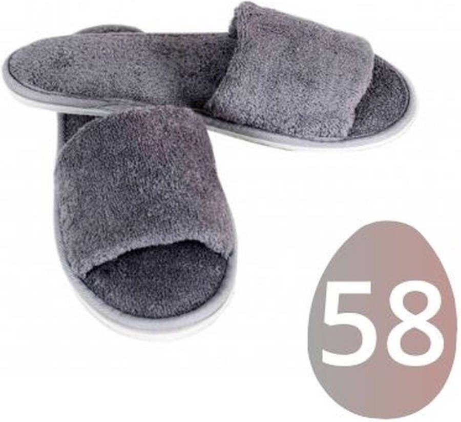 Open Sauna Slippers Grijs39-40 badslippers hotel wellness slippers badstof slippers met anti slipzool