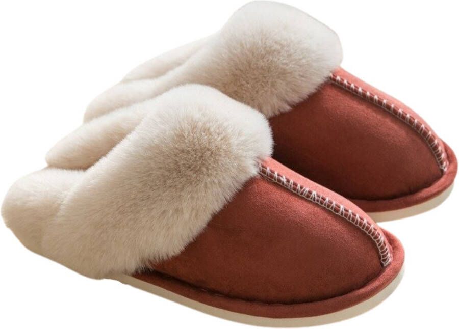 Heavency® Pantoffels en Fluffy Open Sloffen met Pluche Voering Antislip Zool – Heavency ® Rood