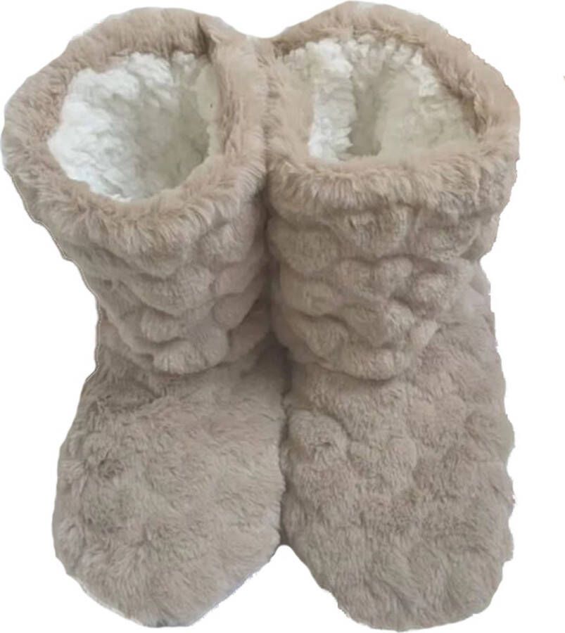 Pantoffels dames fluffy huissloffen beige