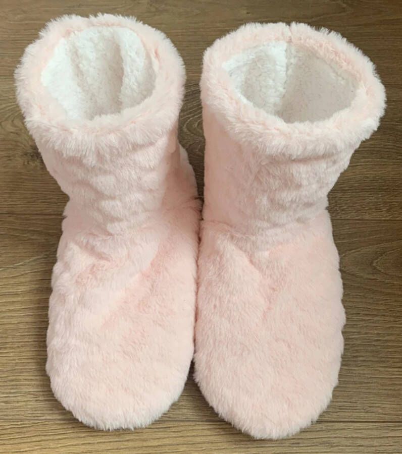 Pantoffels dames fluffy huissloffen licht roze