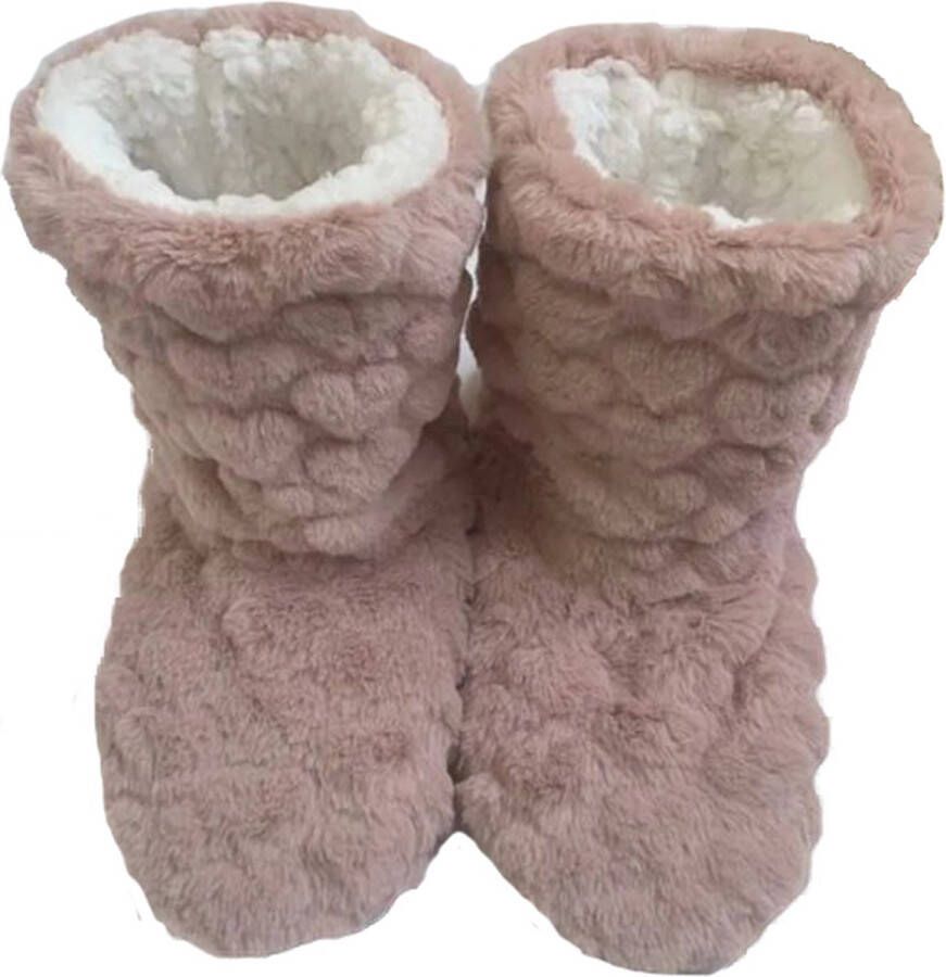 Pantoffels dames fluffy huissloffen oud roze