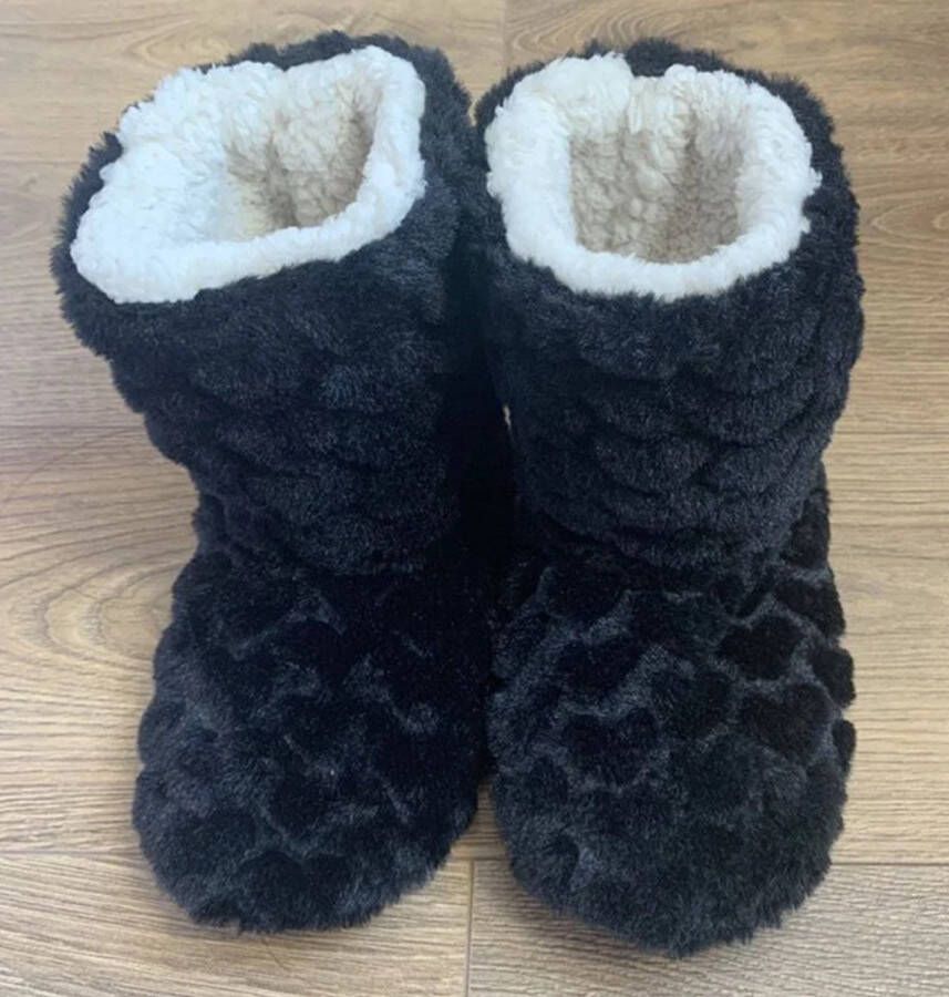 Pantoffels dames fluffy huissloffen zwart