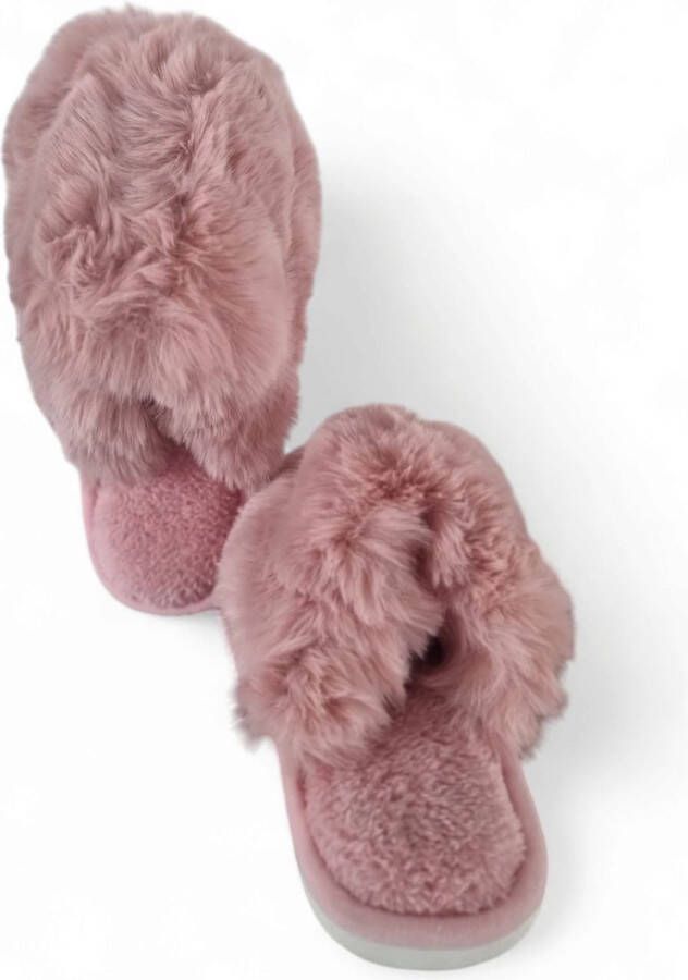 Pantoffels dames instappers bont roze warm