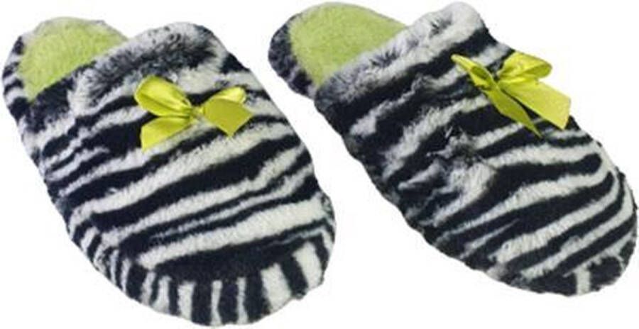 Merkloos Sans marque Pantoffels Laagmodel Wit Zwart Zebra Wol - Foto 1