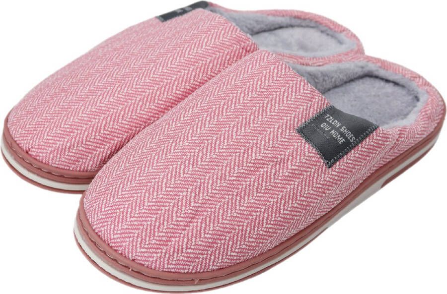 Roze dames visgraat pantoffels Sloffen roze met visgraat patroon Dames slippers met visgraat Antislip zool! Gestikt patroon voor een tijdloze luxe look!