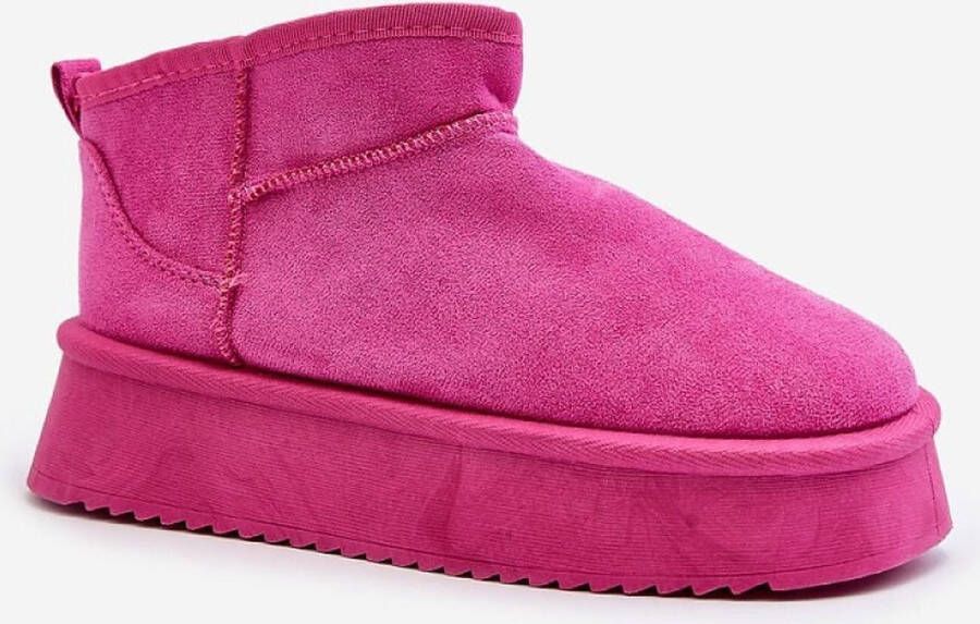 Roze Lage Eco-Suède Plateau Cozy Boots