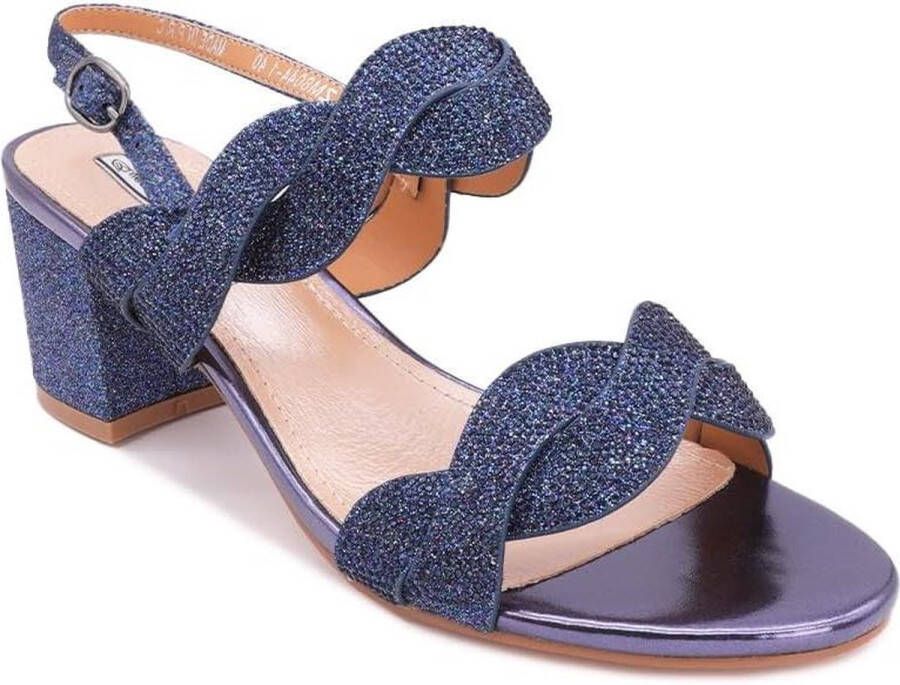 Sandalen lage hak dames Elegante schoenen met strass Blauw EU sandalen lage hak dames