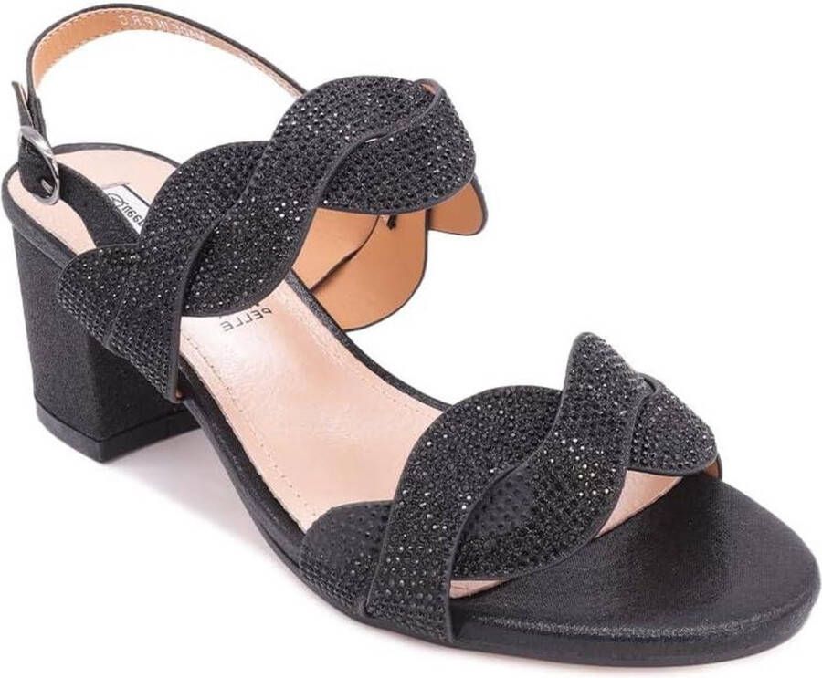 Sandalen lage hak dames elegante schoenen strass ZM8044 1 Zwart 35 EU sandalen lage hak dames