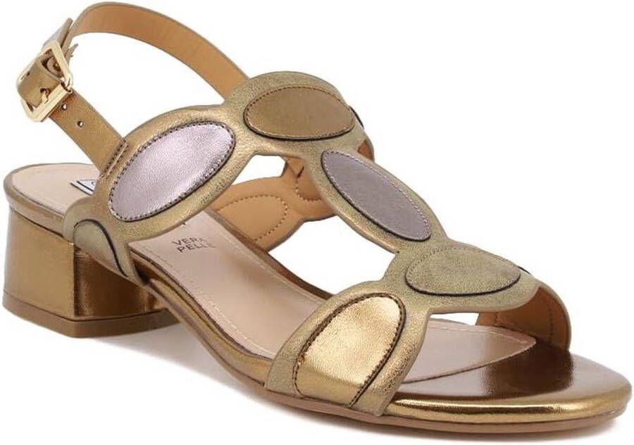 Sandalen lage hak dames Lage sandalen met hak en riem ZM9012 Champagne EU sandalen lage hak dames