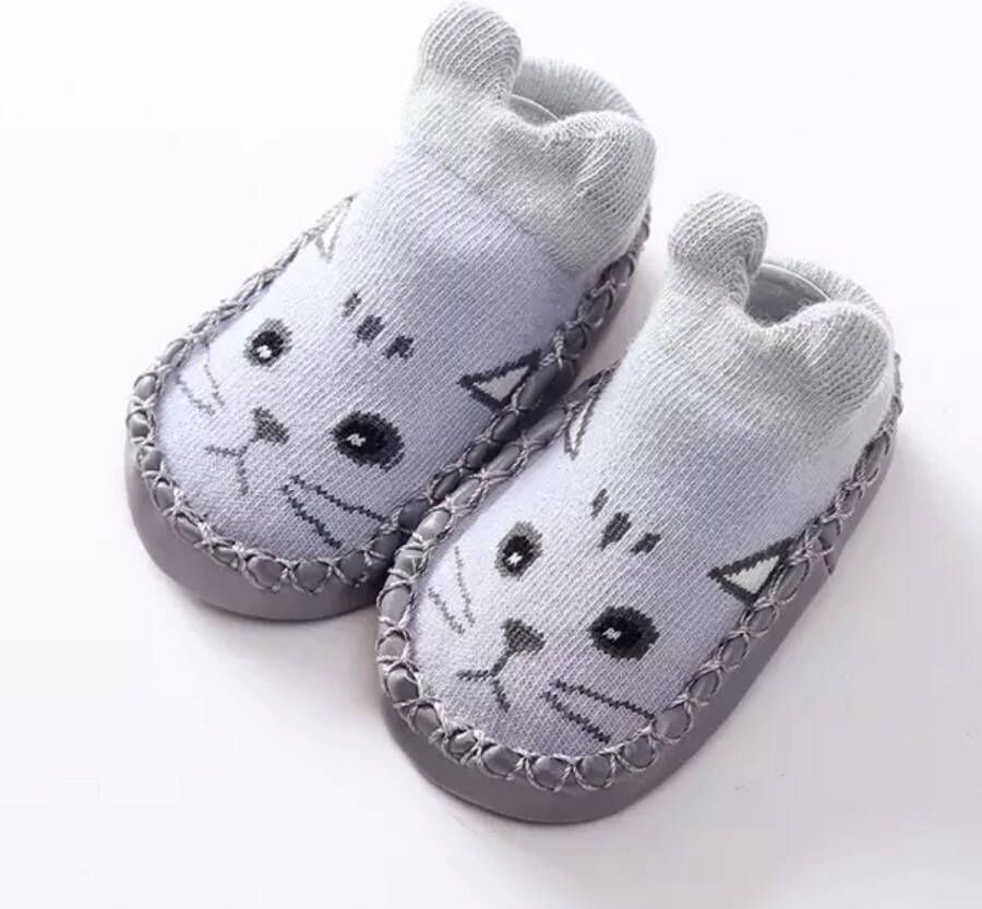 Slofjes Baby beer Voetlengte 12 CM Anti-Slip Zooltje Kraamcadeautje Unisex 6 tot 12 Maanden - Foto 1