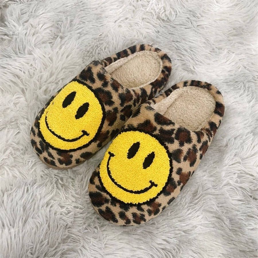 Smiley Pantoffels Smiley Sloffen Pantoffels Sloffen Leopard Bruin