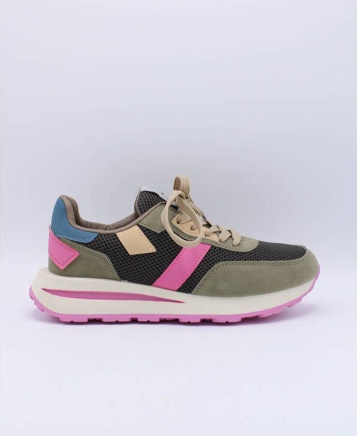 Sneaker Houston Army Green met Roze