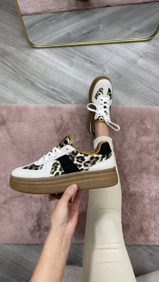 Sneakers Grijs Leopard Dames