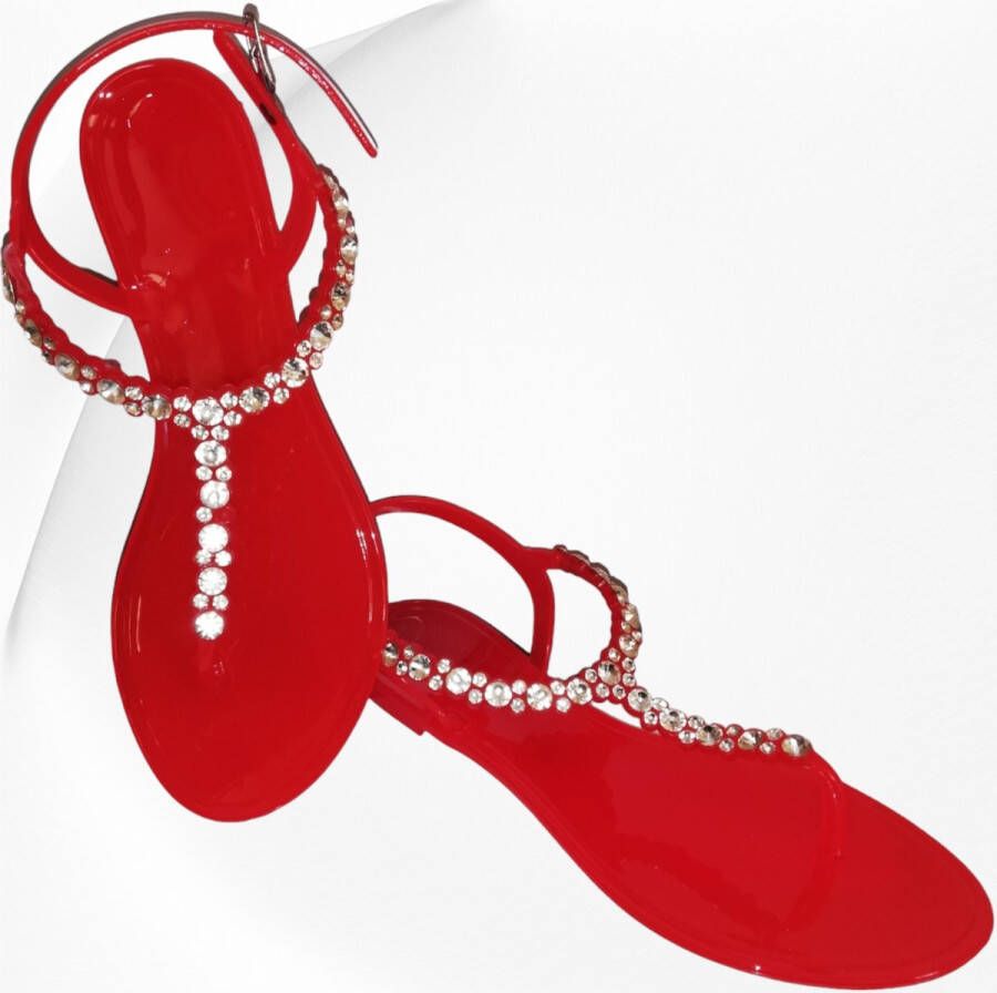 Merkloos Sans marque Teenslippers met strass en enkelbandjes