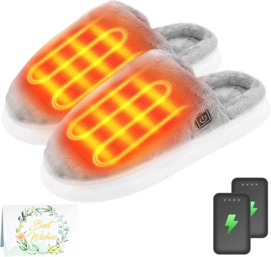 Verwarmbare pantoffels voor volwassenen Elektrische voetenwarmer met krachtige 4000 mAh accu