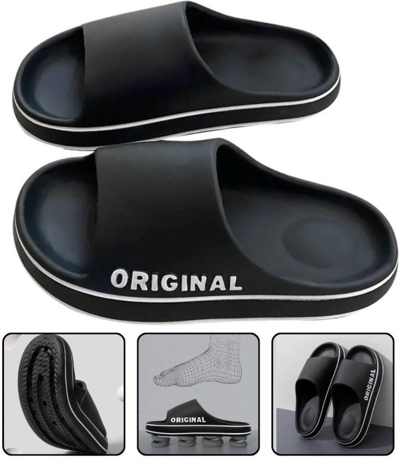 Brief Slippers Strand Slides Effen Kleur Dikke Zool Indoor Badkamer Anti-Slip Schoenen Zomer Paar Sandalen