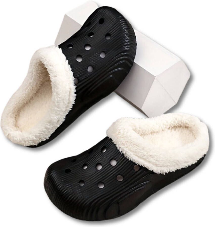 Warme Pantoffels Sloffen Slippers Dames Heren Pluche Zwart