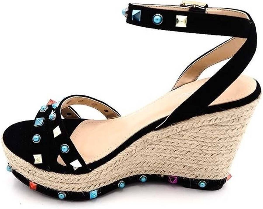 Zwarte Sleehak Gekleurde Studs Dames Schoenen Sleehakken Multi Gekleurde Studs