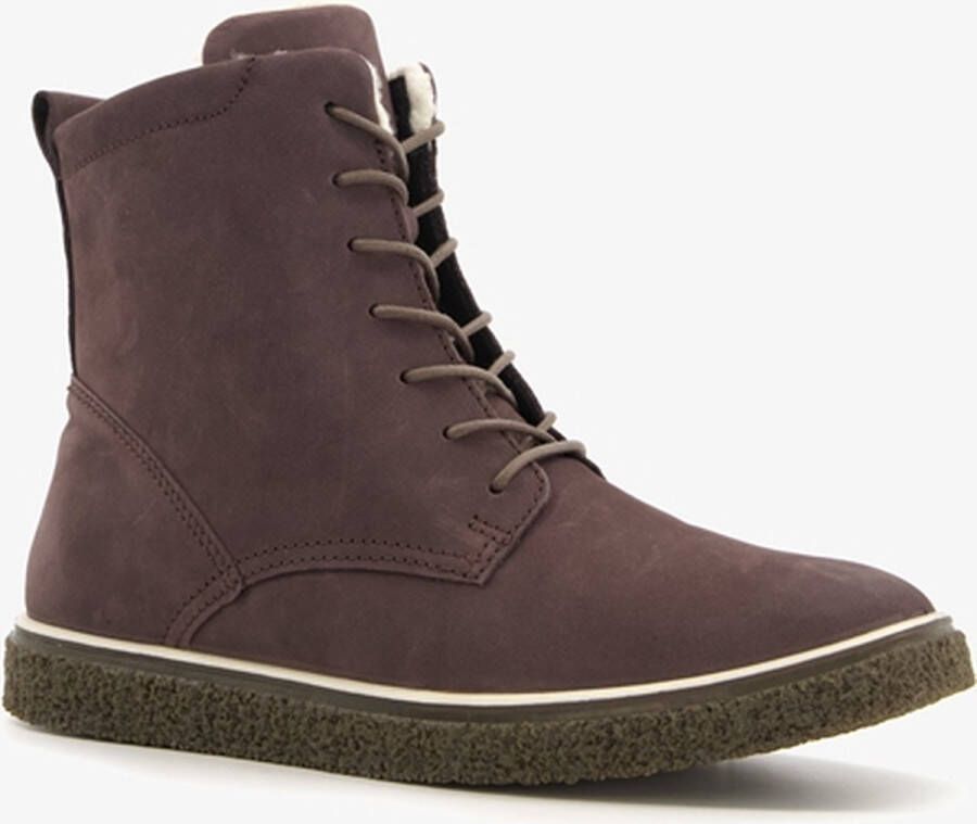 ECCO Crepetray gevoerde leren dames veterboots Bruin Echt leer