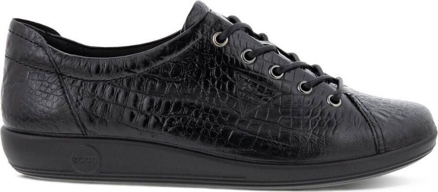 ECCO Soft Classic dames veterschoenen crocoprint Zwart Echt leer Uitneembare zool