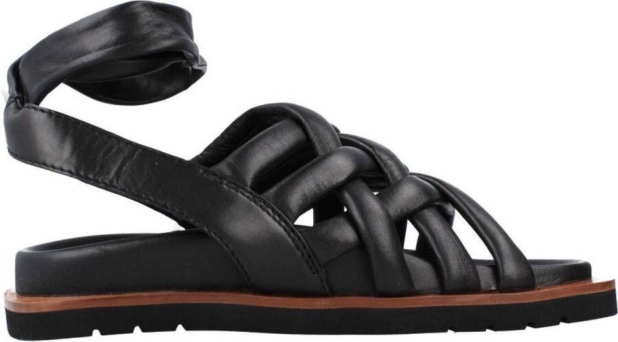 Elvio Zanon Gevlochten Platte Sandalen Black Dames