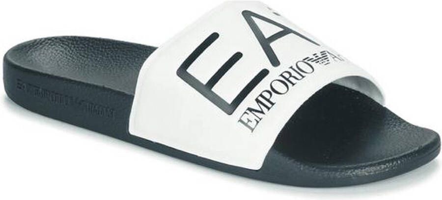 Emporio Ar i EA7 Unisex Wit Marineblauw Slipper Visibility White