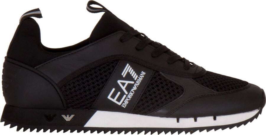 Emporio Ar i EA7 Logo Sneakers met Treklipje en Merk Binnenzool Black