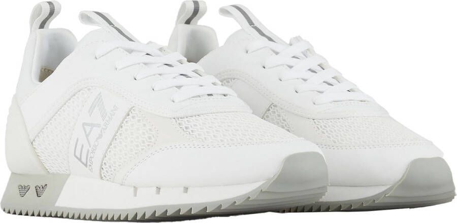 Emporio Armani EA7 Witte Zilveren Mesh Sneaker Unisex Hardloopschoenen White Heren