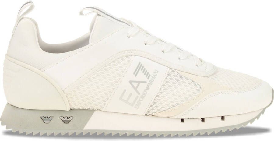 Emporio Armani EA7 Witte Zilveren Mesh Sneaker Unisex Hardloopschoenen White Heren