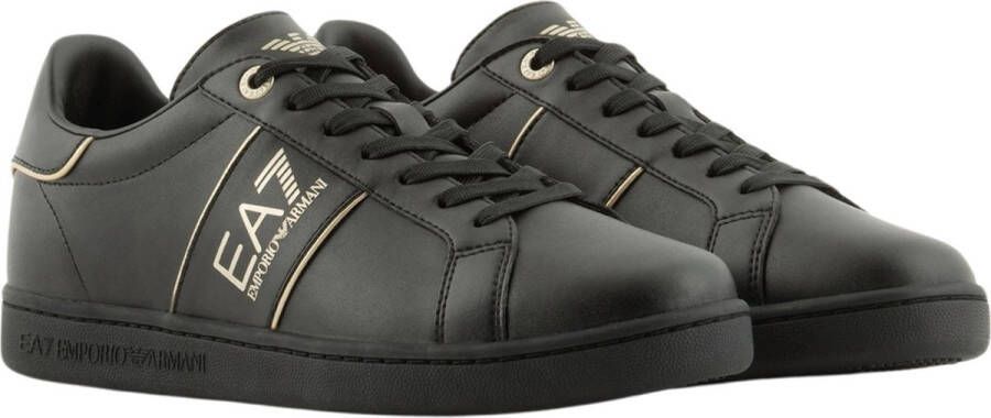 Emporio Armani EA7 Zwarte Sneakers Ronde Neus Vetersluiting Black Heren