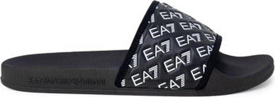 Emporio Armani EA7 All Over Print Slides Dames Black- Dames Black