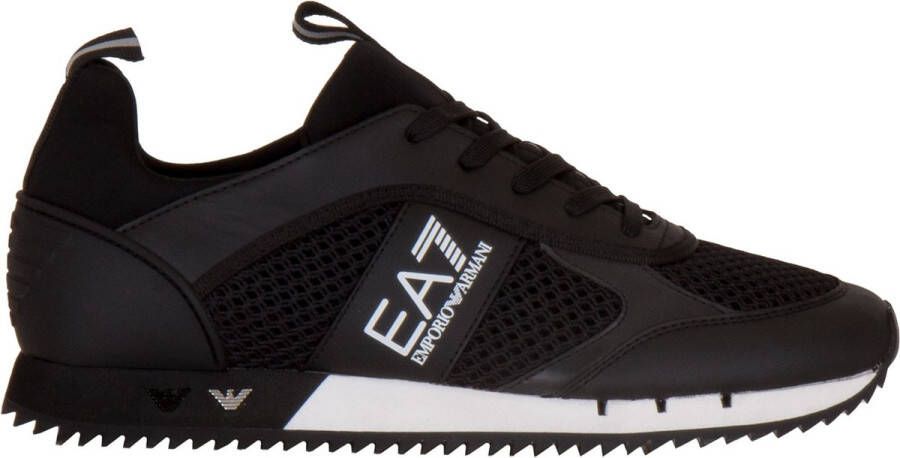 Emporio Armani EA7 Logo Sneakers met Treklipje en Merk Binnenzool Zwart Heren