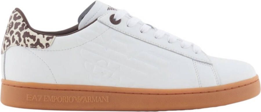 Emporio Armani EA7 Beige Leren Sneaker Herfst Winter Collectie Beige Dames