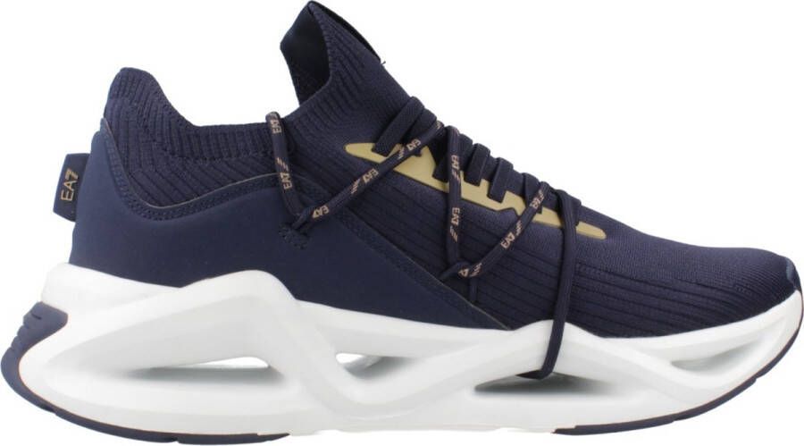 Emporio Armani EA7 Blauwe Infinity Sneaker met Gouden Logo Blue Heren