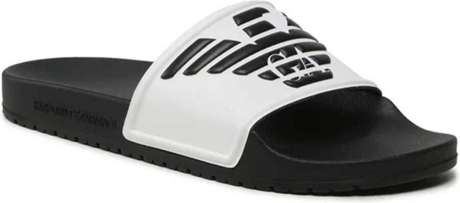 Emporio Armani Zwarte Strandslippers met Armani Logo White Heren