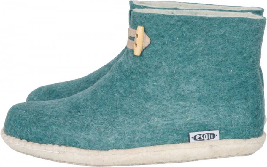 Esgii Vilten damesslof High Boots seagreen Colour Zeegroen Ecru