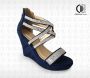 ADRIANA CARRILLO Sandalen op Sleehak Sonrisa Dames YD-9988-9 DARK BLUE - Thumbnail 3