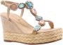 Alma en Pena Glitter Sleehak Sandaal met Vlechtdetail Beige Dames - Thumbnail 20