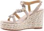 Alma en Pena Glitter Sleehak Sandaal met Vlechtdetail Beige Dames - Thumbnail 27