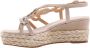 Alma en Pena Glitter Sleehak Sandaal met Vlechtdetail Beige Dames - Thumbnail 45