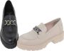 Amelie Dames Leren Chunky Loafers Mocassins Instappers Wit Crème - Thumbnail 2