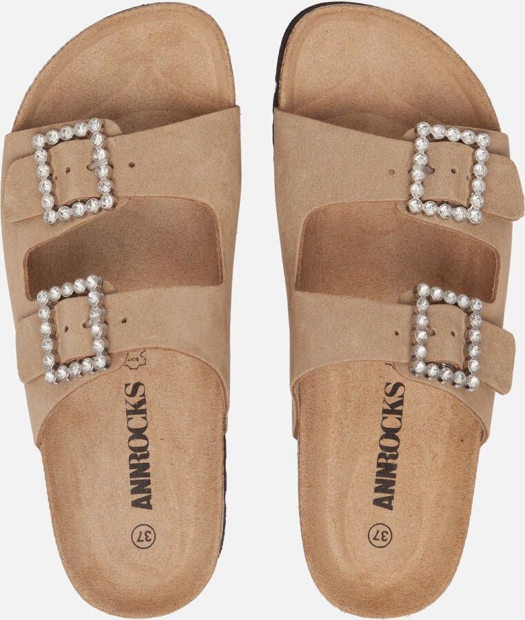 Ann Rocks Sandalen Strass taupe Suede