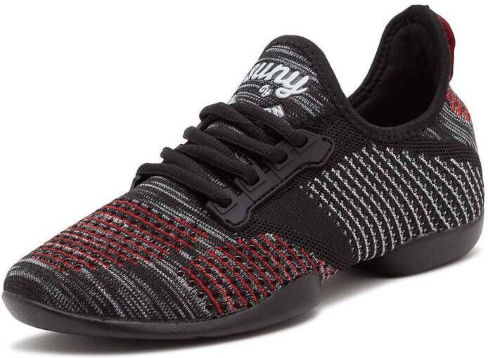 Anna Kern Suny Lage Danssneakers Dames 115 Pureflex Splitzool Salsa Latin Stijldansen Zwart Rood